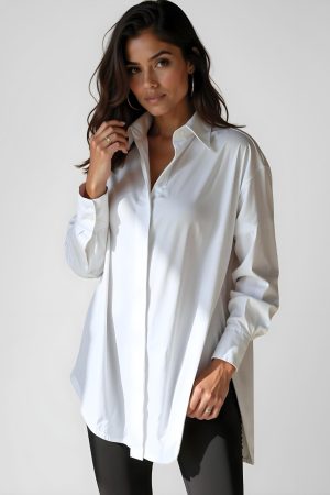 Oversized Lapel Button Shirt Dress